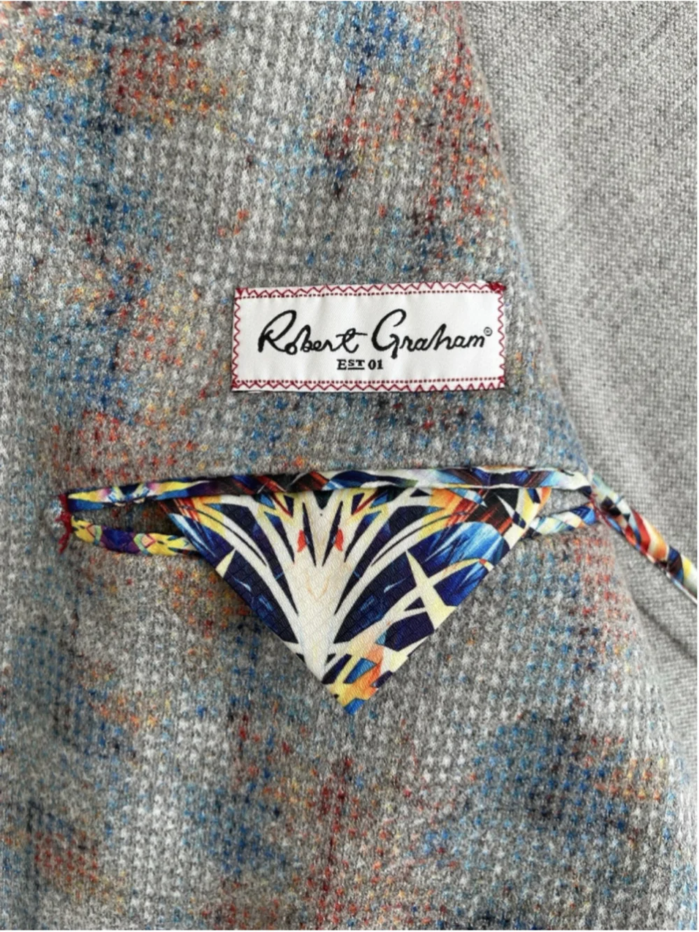 Robert Graham Sport Coat Blazer Men's 46R Tailored Unstructured AOP